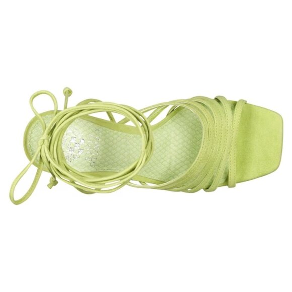 NEW Vince Camuto Suede Roselian Ankle Wrap Dress Sandals in Lime Green - Picture 3 of 4